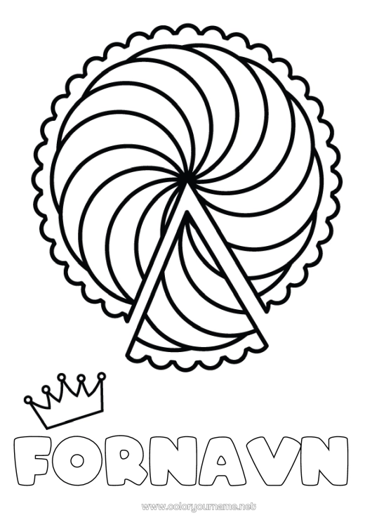 Fargeleggingssiden til utskrift Kake Kronen Epifani. Rull kaken Kongens kake Spiral Eventyr for barn