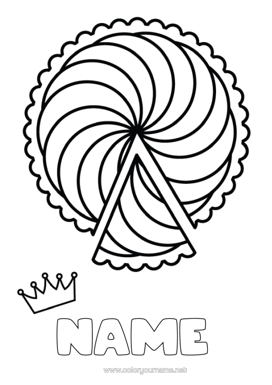 Colouring page to print Cake Crown Epiphany Roll Flatcake Kings' Cake Spiral Children's Tales
