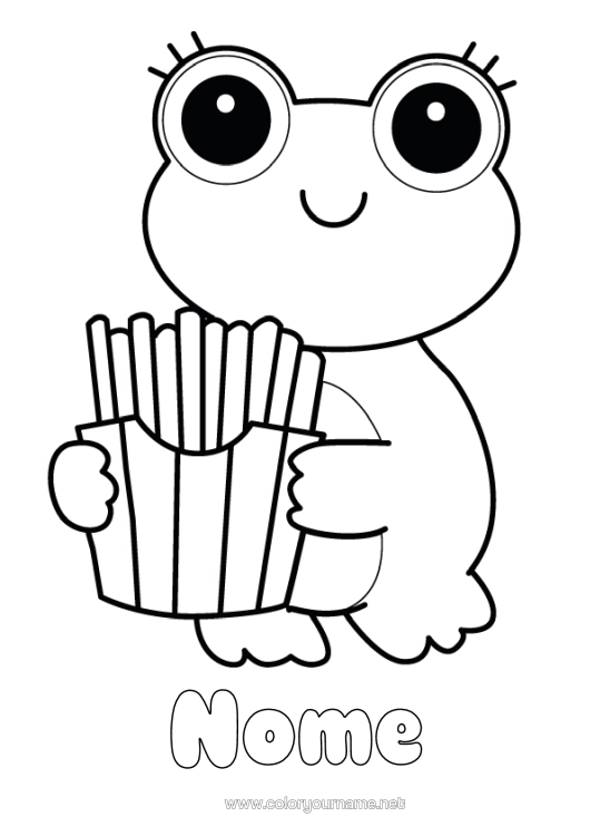 Pagina da colorare da stampare Kawaii Rana Animale Disegni Da Colorare Facili Animali Marini O Acquatici Patatine