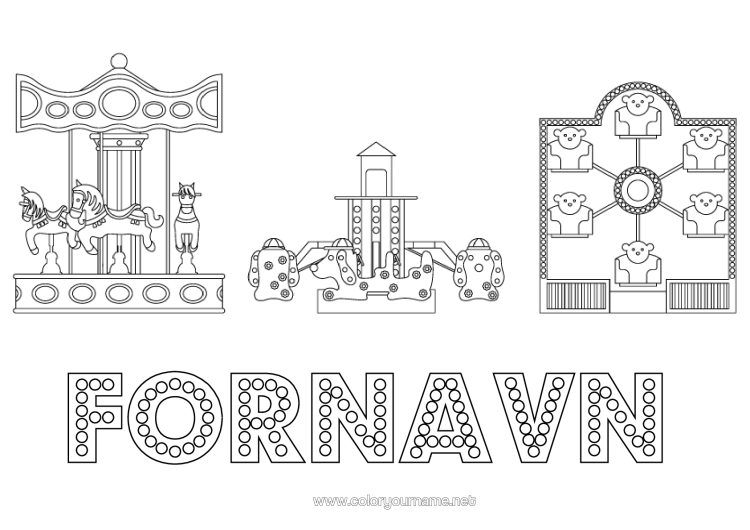 Farvelægningssiden til udskrivning Forlystelsespark Karussel Tivoli