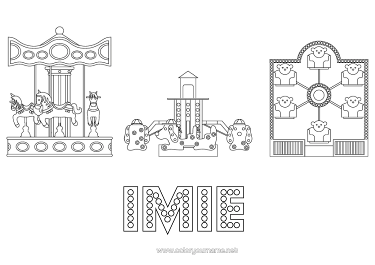 Kolorowanka do wydruku Wesołe Miasteczko Karuzela Wesołe Miasteczko