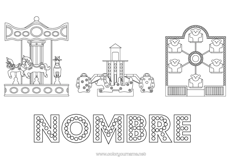 Dibujo para colorear para imprimir Parque De Atracciones Carrusel Feria