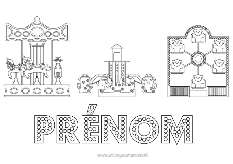 Coloriage à imprimer Parc D'attractions Manège Fête Foraine