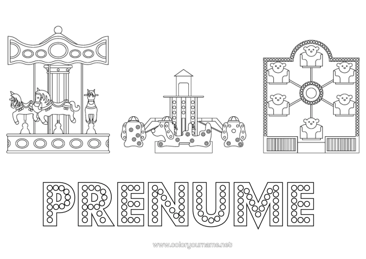 Pagină de colorat de imprimat Parc De Distracții Carusel Târg De Distracții