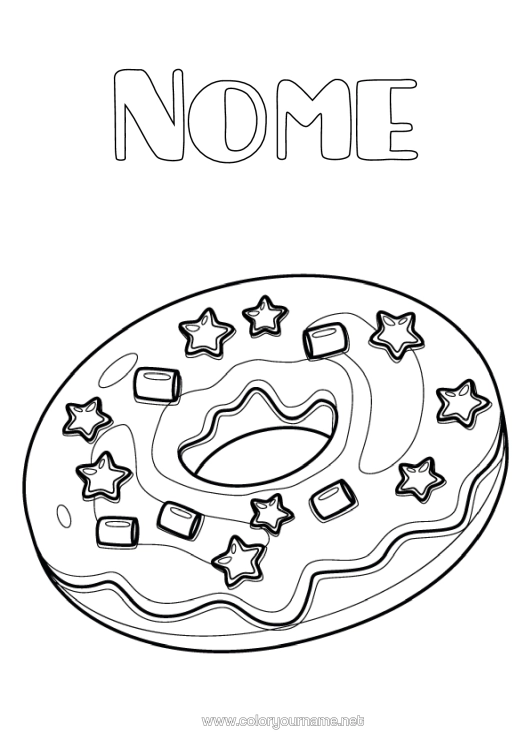 Página de desenho para imprimir Estrelas Rosquinhas Realista