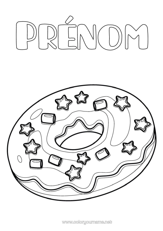 Coloriage à imprimer Étoiles Donuts Réaliste