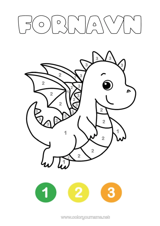 Farvelægningssiden til udskrivning Dinosaurer Magiske Farvelægninger Nem Farvelægning