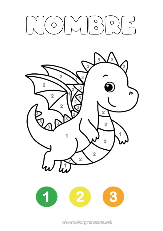 Dibujo para colorear para imprimir Dinosaurios Colorear Por Números Dibujos Fáciles Para Colorear
