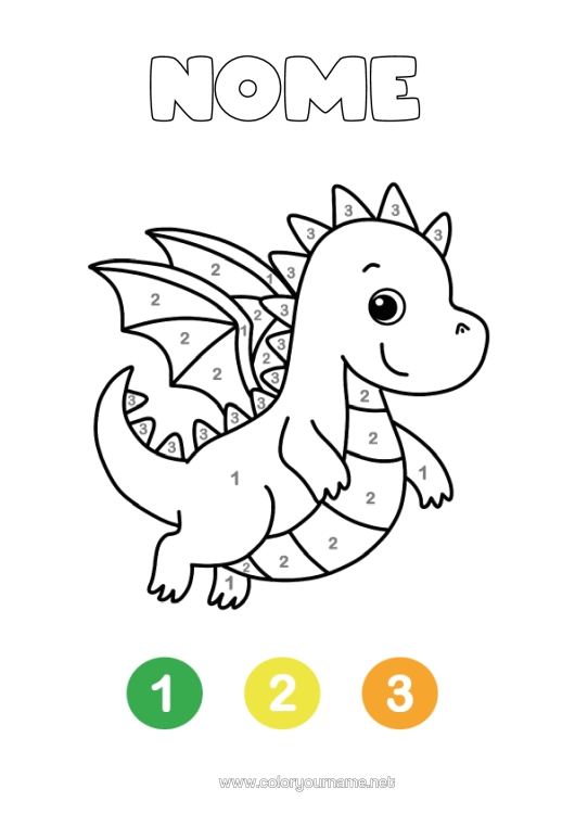 Pagina da colorare da stampare Dinosauri Colorare Per Numeri Disegni Da Colorare Facili