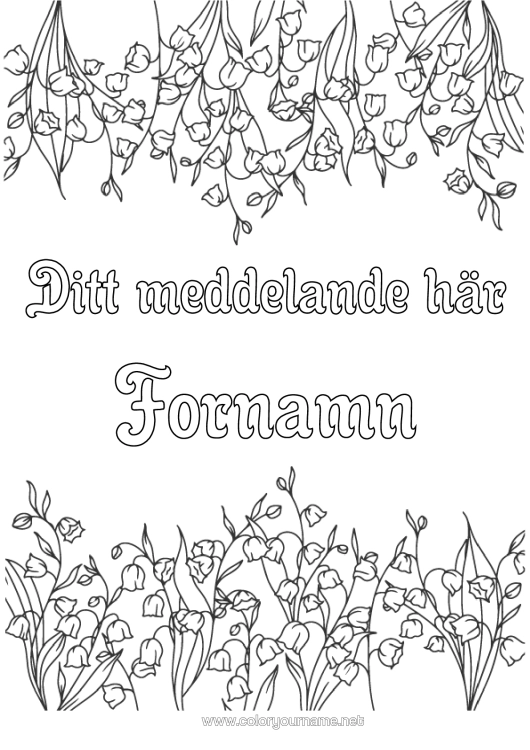 Färgläggningssida att skriva ut Blommor Liljekonvalj Första Maj Ramar