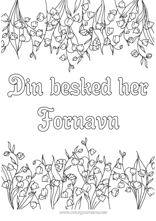 Farvelægningssiden til udskrivning Blomster Liljekonval. 1. Maj Ramme