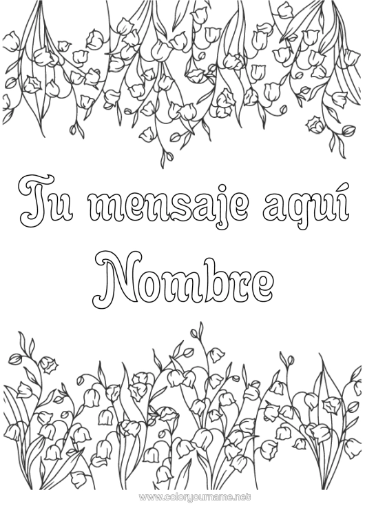 Dibujo para colorear para imprimir Flores Lirio De Los Valles 1 De Mayo Marco