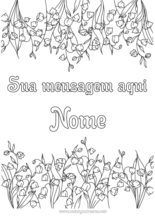 Página de desenho para imprimir Flores Lírio Do Vale 1º De Maio Moldura