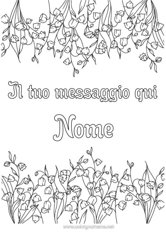 Pagina da colorare da stampare Fiori Mughetto 1º Maggio Cornice