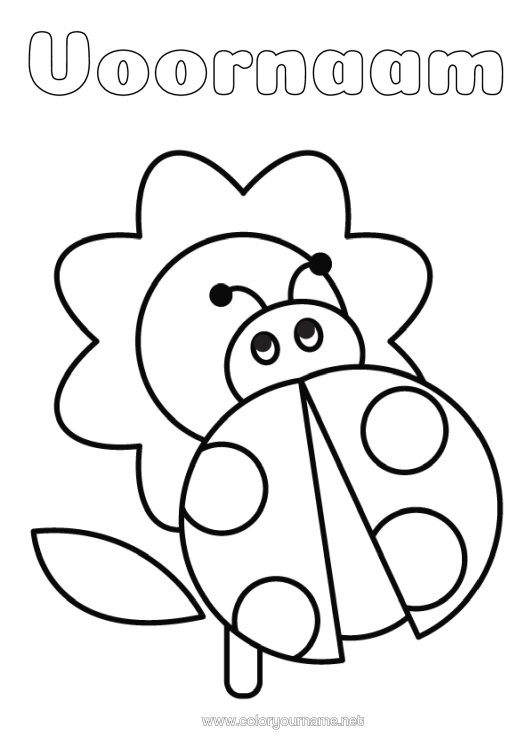 Kleurplaat om af te drukken Bloemen Lieveheersbeestje Eenvoudige Kleurplaten Insecten