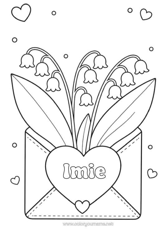 Kolorowanka do wydruku Serce Szansa Koperta Konwalia 1 Maja