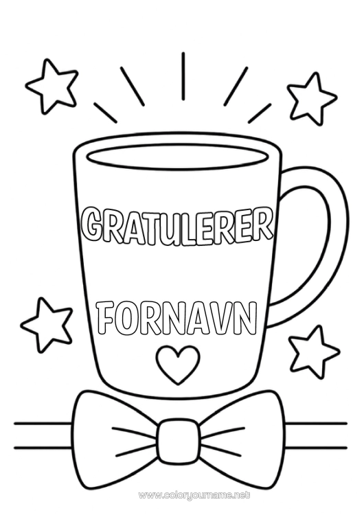 Fargeleggingssiden til utskrift God Fest! Kopp Drikke Sløyfe