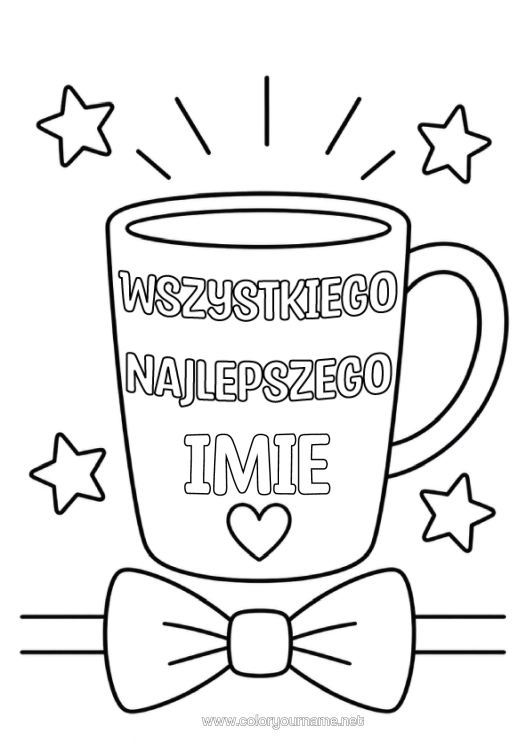 Kolorowanka do wydruku Wszystkiego Najlepszego! Kubek Napój Mucha