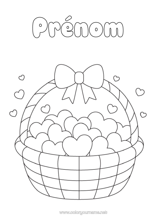 Coloriage à imprimer Coeur Je T'aime Panier