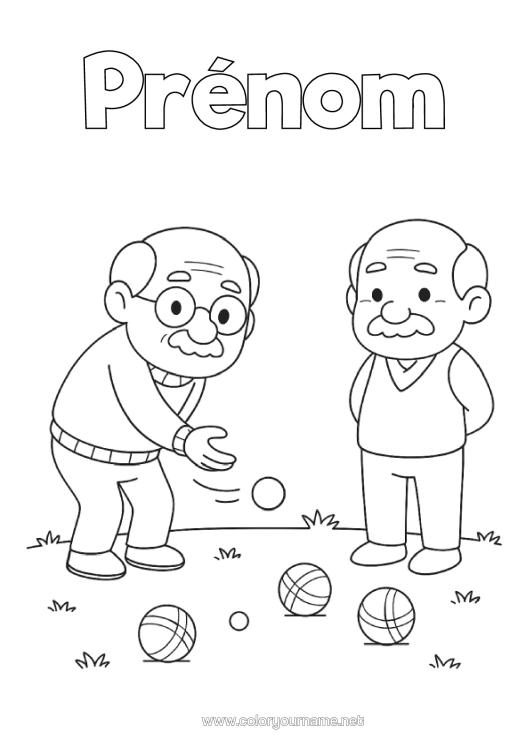 Coloriage à imprimer Papi Pétanque Jeux De Plein Air