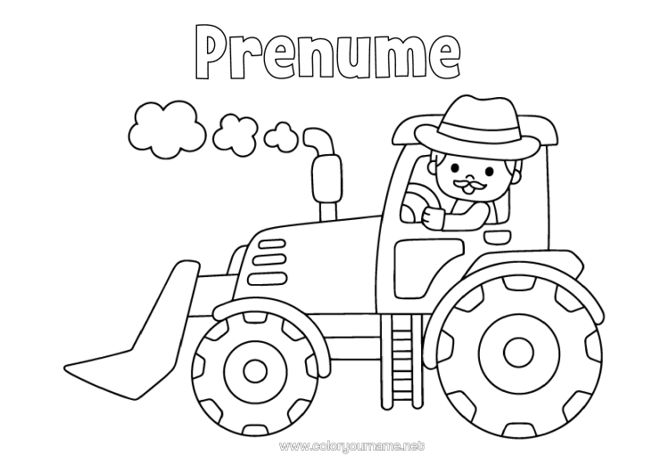 Pagină de colorat de imprimat Vehicule Tractor Vehiculele Fermei Fermer. Meserii Agricole