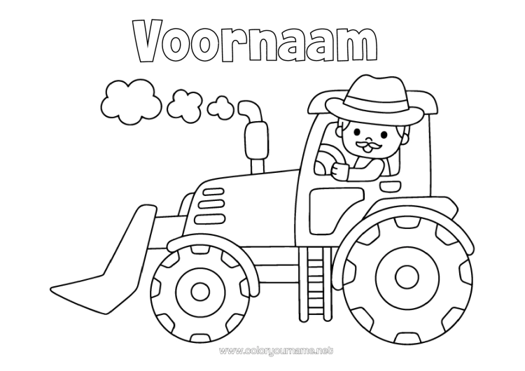 Kleurplaat om af te drukken Voertuigen Tractor Boerderijvoertuigen Boer Boerderijberoepen