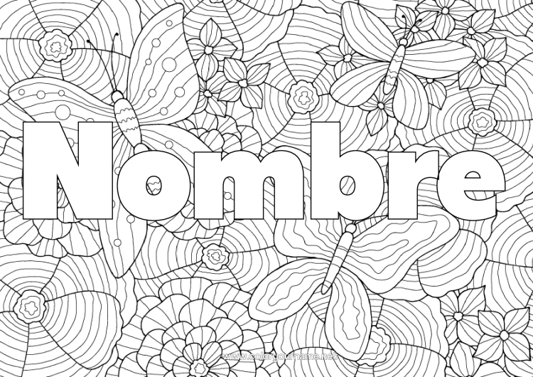 Dibujo para colorear para imprimir Flores Mariposa Animales Dibujos Complejos Para Colorear Zentangle Insectos Fondo Decorativo Amapola