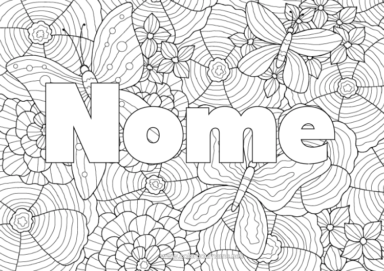 Pagina da colorare da stampare Fiori Farfalla Animale Colorazioni Complesse Zentangle Insetti Sfondo Decorativo Papavero