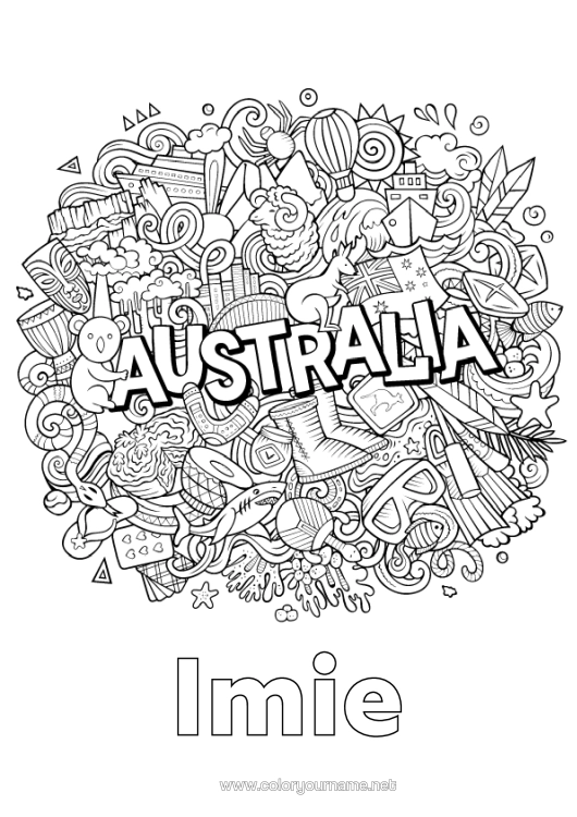 Kolorowanka do wydruku Mandala Koala Flaga Symbole Australia - Australia Kangur Zwierzęta Australii