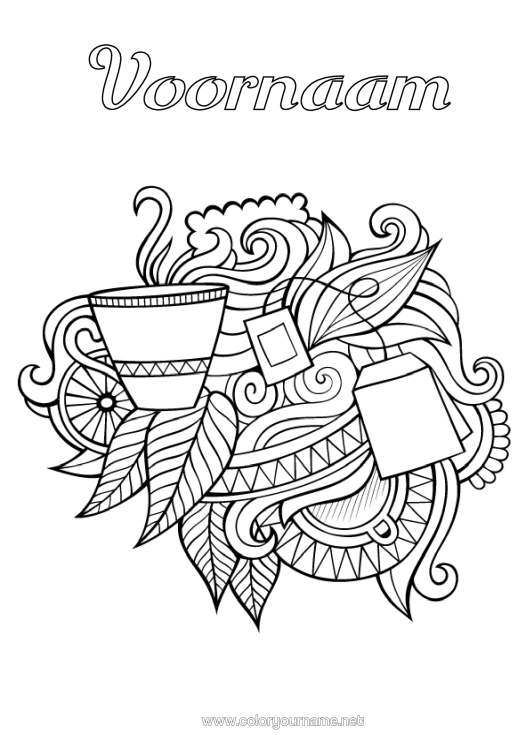 Kleurplaat om af te drukken Mandala Thee Drankje