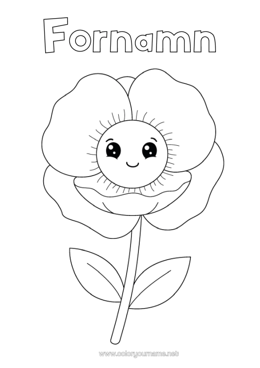 Färgläggningssida att skriva ut Blommor Söt Lätta Målarbilder Valmo