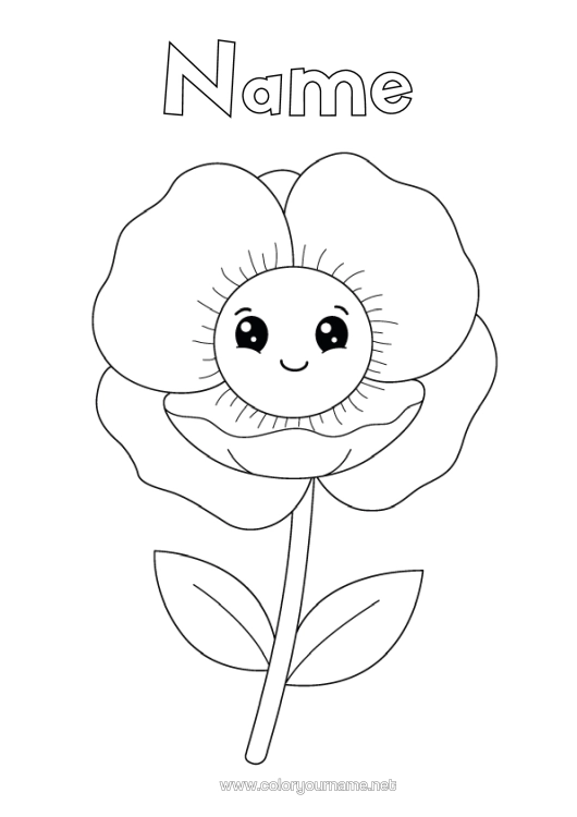 Colouring page to print Flowers Cute Easy Colouring Pages Poppy