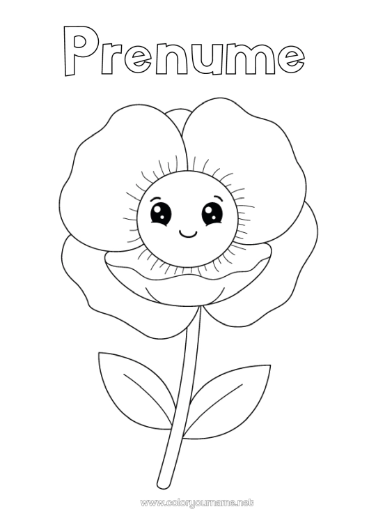 Pagină de colorat de imprimat Flori Drăguț Desene De Colorat Ușoare Mac