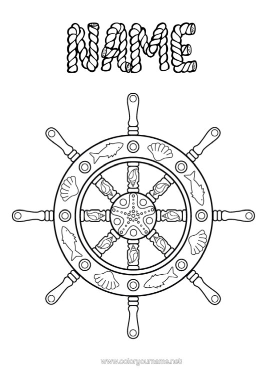 Colouring page to print Shellfish Zentangle Marine Or Aquatic Animals Boat Bar
