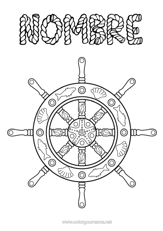 Dibujo para colorear para imprimir Conchas Marinas Zentangle Animales Marinos O Acuáticos Barra De Barco