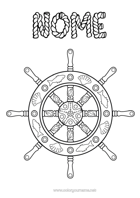 Página de desenho para imprimir Conchas Zentangle Animais Marinhos Ou Aquáticos Barra De Barco