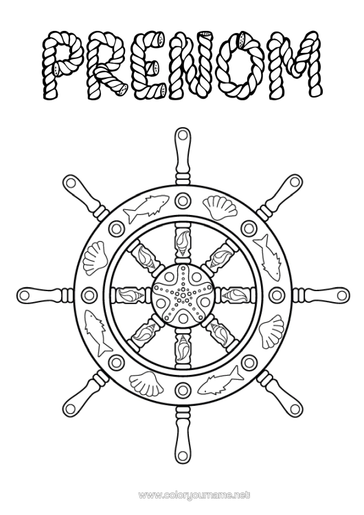 Coloriage à imprimer Coquillages Zentangle Animaux Marins Ou Aquatique Barre De Bateau
