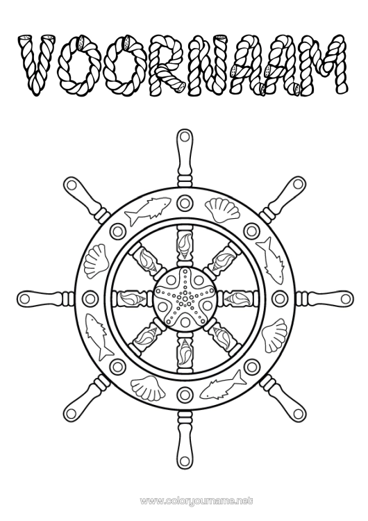Kleurplaat om af te drukken Schelpen Zentangle Zeedieren Bootbalk
