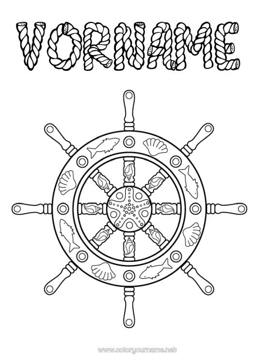 Malvorlage zum Ausdrucken Muscheln Zentangle Meeres- Oder Wasserlebewesen Bootsstange