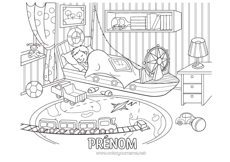 Coloriage à imprimer Lit Bateau Jeux Et Jouets Véhicules Maritimes Chambre