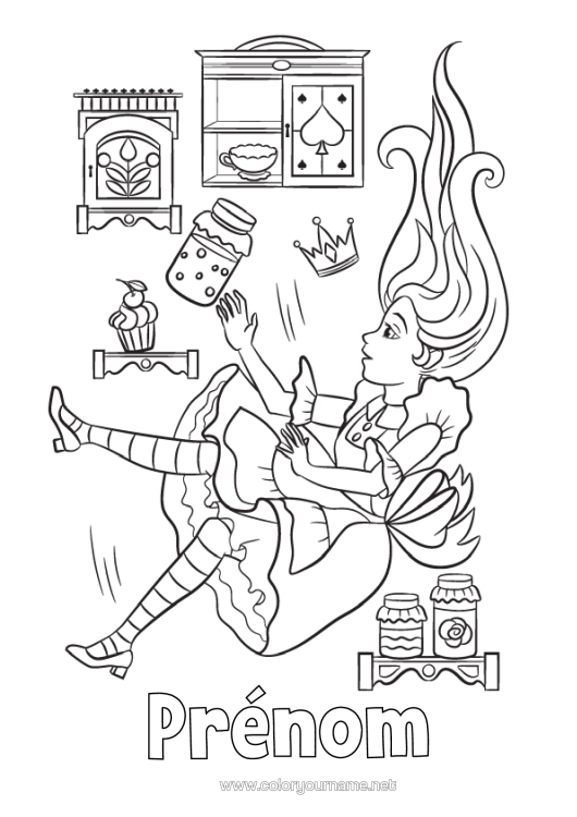 Coloriage à imprimer Fille Conte De Fées Alice Au Pays Des Merveilles