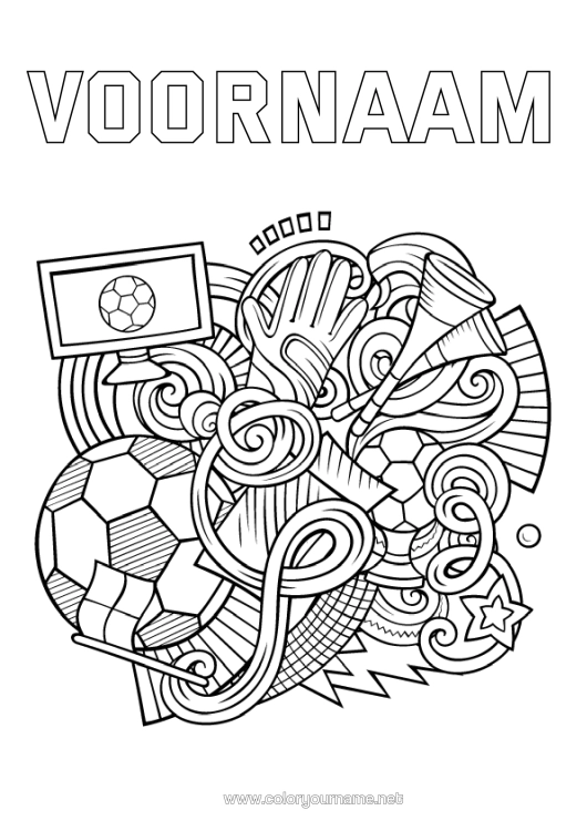 Kleurplaat om af te drukken Voetbal Voetbal Mandala Teamsporten Voetballer Voetbalster
