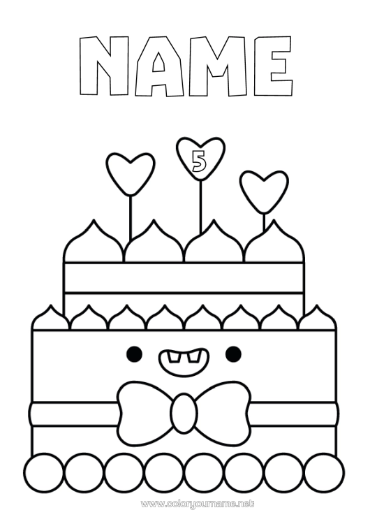 Colouring page to print Monster Cake Easy Colouring Pages Customisable Age Celebrated Birthday Cake