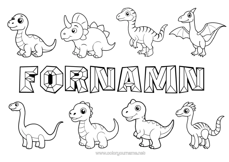 Färgläggningssida att skriva ut Dinosaurier Tyrannosaurus Triceratops Stegosaurus Plesiosaurie Parasaurolophus