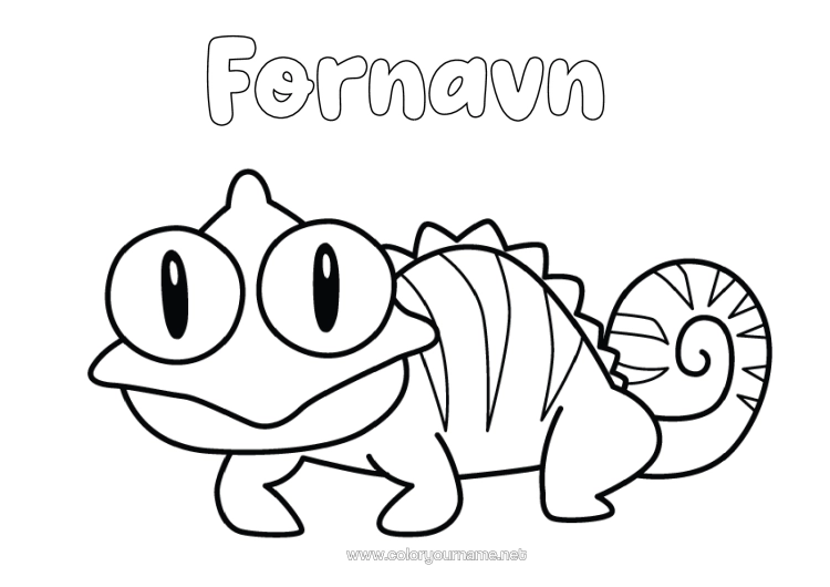 Farvelægningssiden til udskrivning Nem Farvelægning Reptiler Gecko