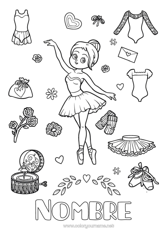 Dibujo para colorear para imprimir Danza Chica Deportes Artísticos Ballet