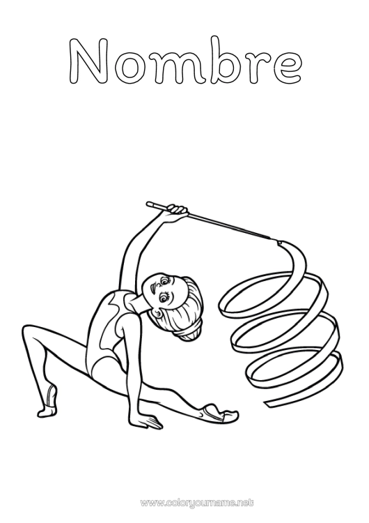 Dibujo para colorear para imprimir Chica Gimnástico Deportes Artísticos