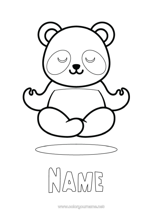 Colouring page to print Calm And Zen Cute Panda Easy Colouring Pages Other Animals Of The World Artistic Sports Yoga