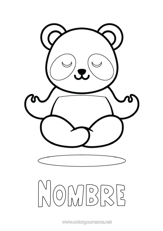 Dibujo para colorear para imprimir Calma Y Zen Kawaii Panda Dibujos Fáciles Para Colorear Otros Animales Del Mundo Deportes Artísticos Yoga