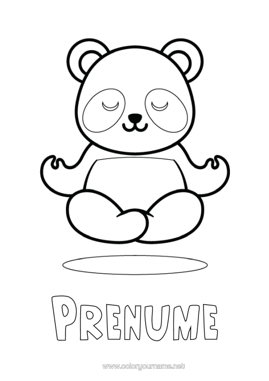 Pagină de colorat de imprimat Liniștit Și Zen Drăguț Panda Desene De Colorat Ușoare Alte Animale Din Lume Sporturi Artistice Yoga